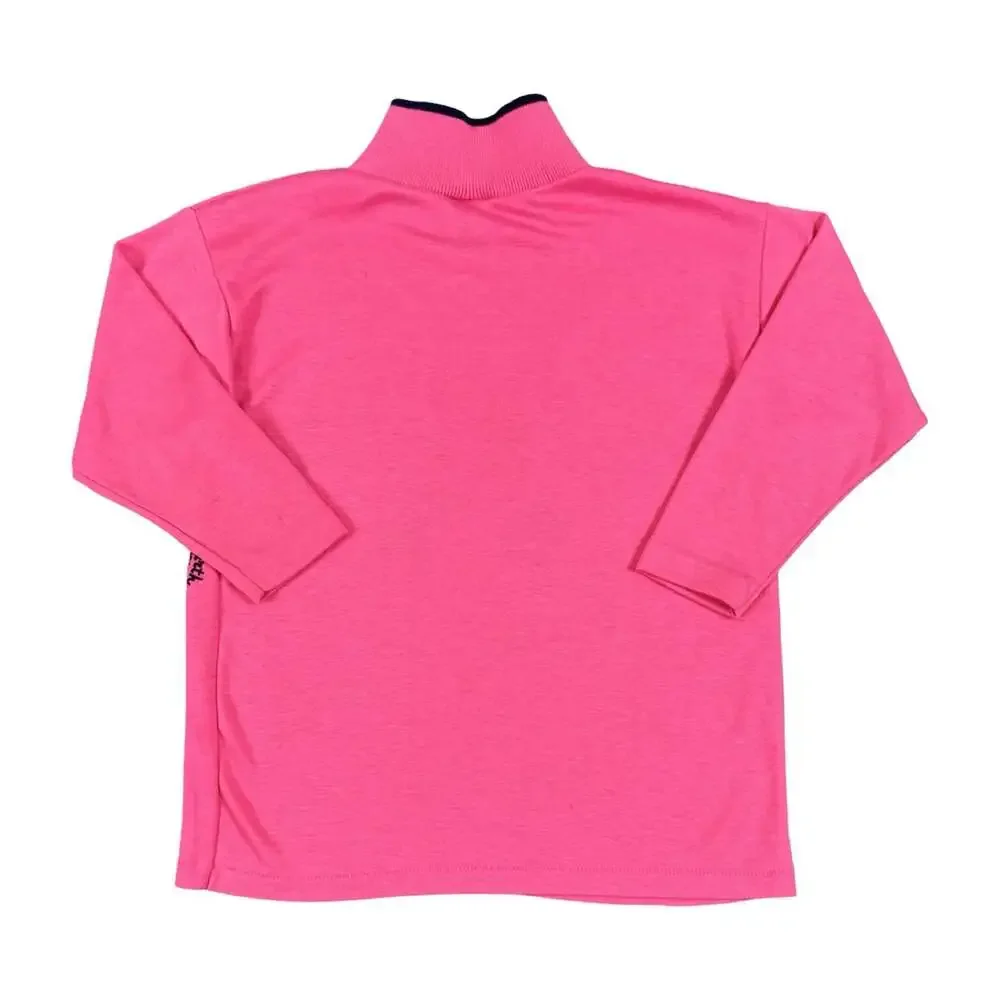 Vintage Baby Girls Pink Turtleneck Long Sleeve World Graphic Shirt Size 5